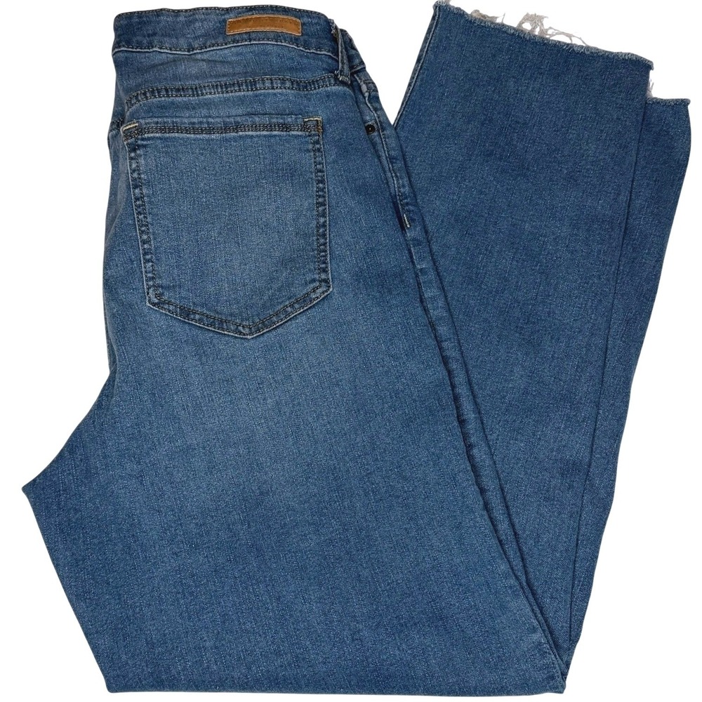 Social Standard by Sanctuary Slim Straight Jeans Womens 12/31 Blue Raw Hem